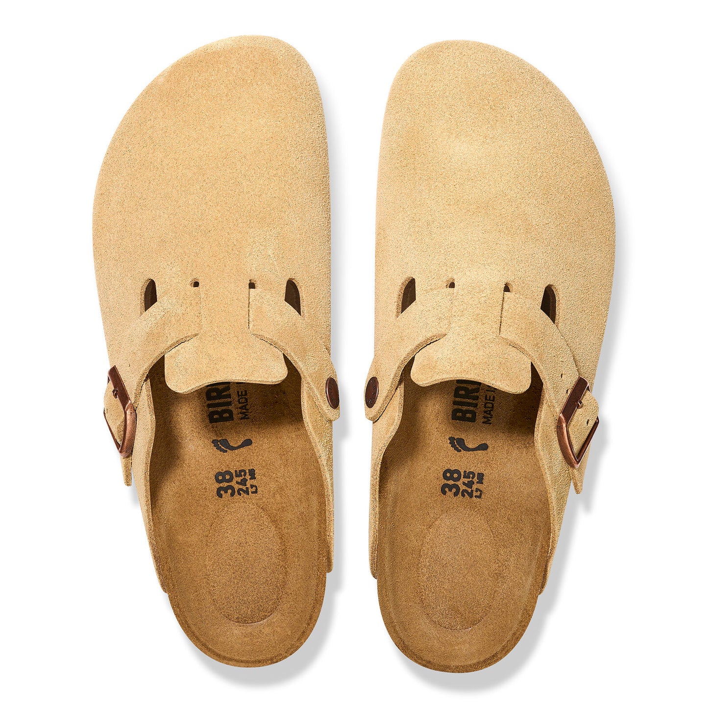 Unisex Boston Latte Suede Classic Footbed SHOES BIRKENSTOCK