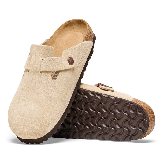 Birkenstock Unisex Boston Latte Suede Classic Footbed SHOES BIRKENSTOCK 36N Latte