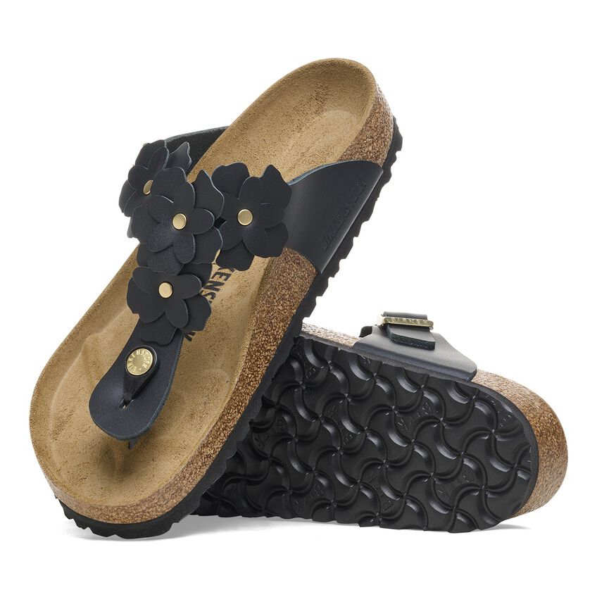 Birkenstock Women's Gizeh Flower Leather SHOES BIRKENSTOCK 36R Black