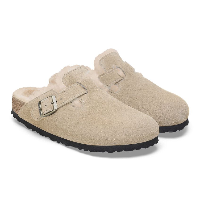 Birkenstock Boston Shearling Taupe Suede SHOES BIRKENSTOCK