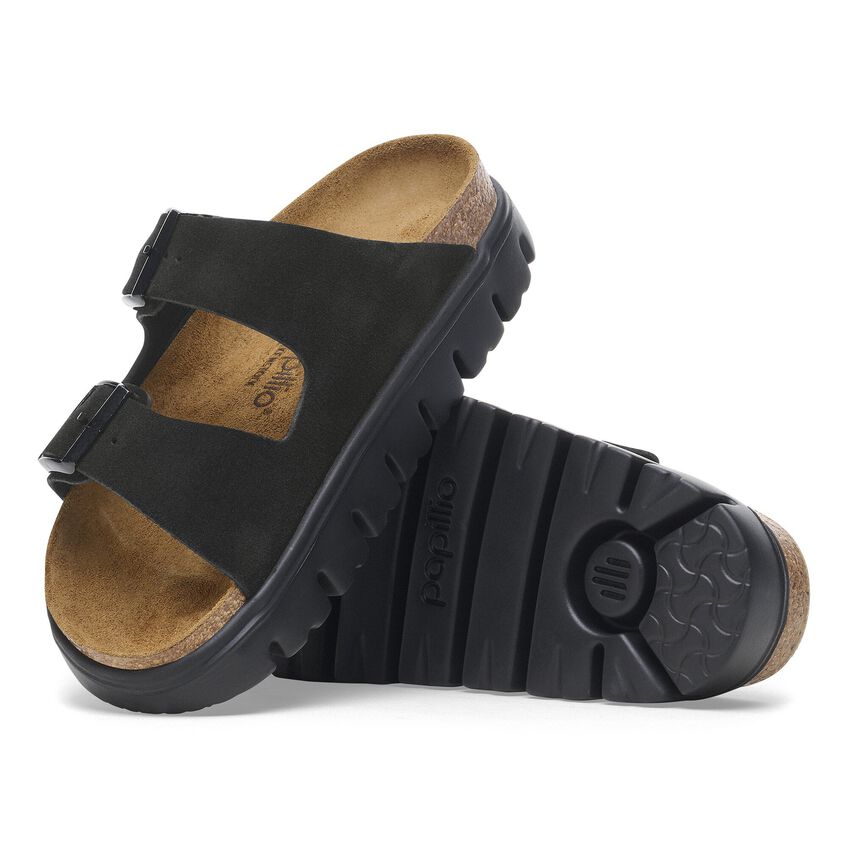 Birkenstock Arizona Platform Sandals in popular Chunky Suede Black size 37