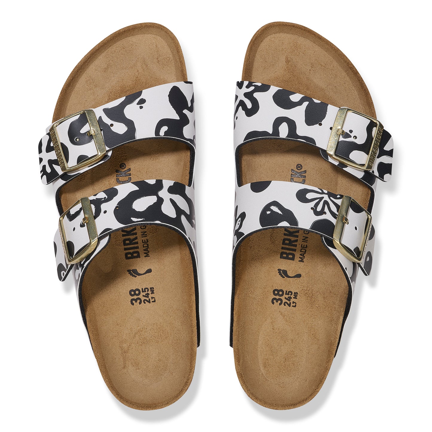 Birkenstock Women's Arizona Blooms Black/White Birko-Flor SHOES BIRKENSTOCK