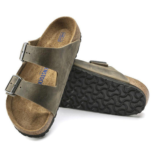 Birkenstock Men's Arizona Faded Khaki Soft Footbed SHOES BIRKENSTOCK 41R Faded Khaki