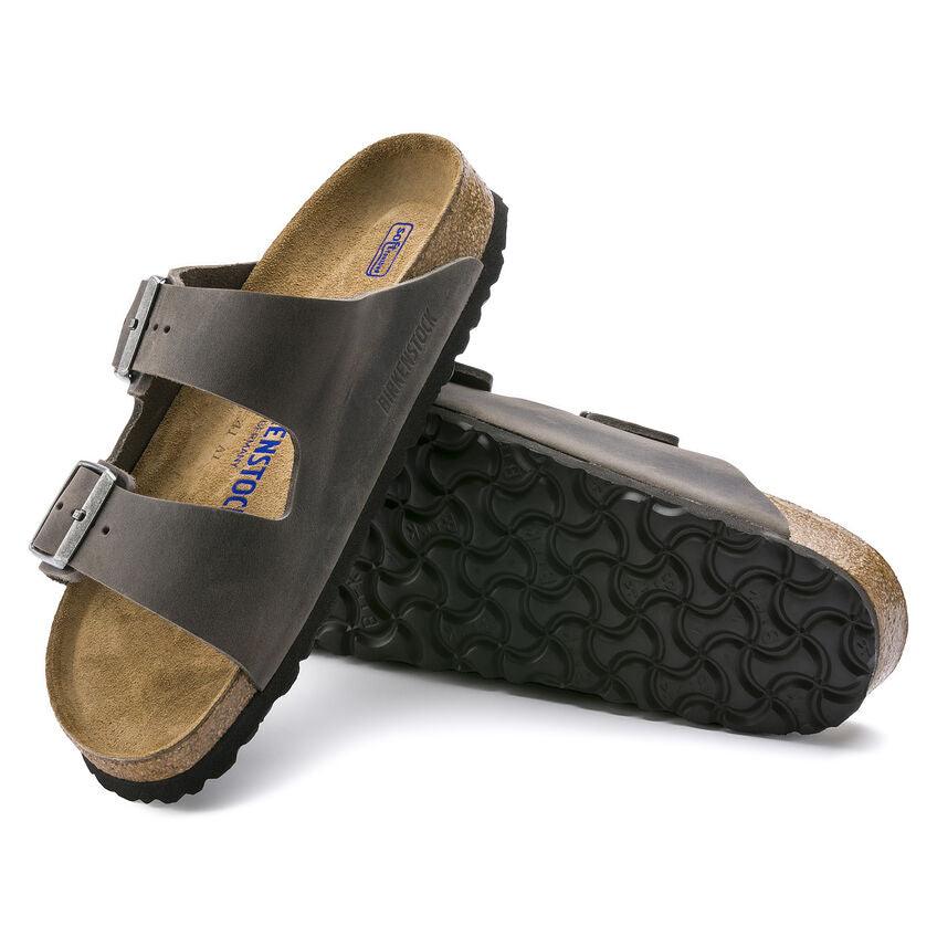 Birkenstock Arizona Iron Oiled Leather Soft Footbed Sandals BIRKENSTOCK 36 Iron Regular