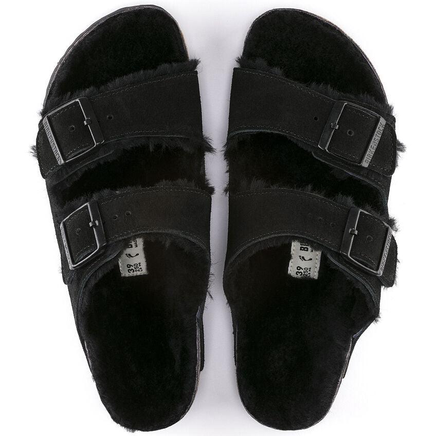 Arizona Black Suede Leather Shearling SHOES BIRKENSTOCK