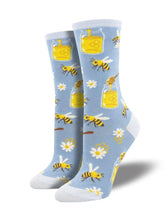 Load image into Gallery viewer, Socksmith Women&#39;s Bee My Honey Crew Socks SOCKSMITH Blue  
