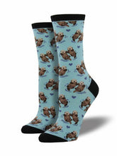 Load image into Gallery viewer, Socksmith Women&#39;s Significant Otter Crew Socks SOCKSMITH Blue  
