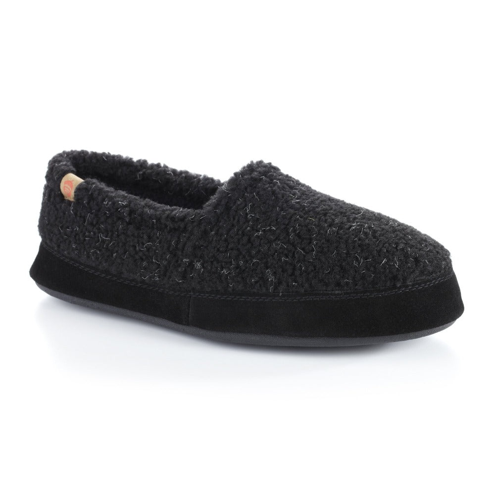 Men's Texured Moccasin SLIPPERS ACORN S (7.5-8.5) Black