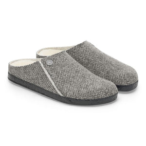 Birkenstock Zermatt Wool Felt Shearling Herringbone Gray SLIPPERS BIRKENSTOCK