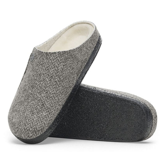 Birkenstock Zermatt Wool Felt Shearling Herringbone Gray SLIPPERS BIRKENSTOCK 41R Herringbone Gray