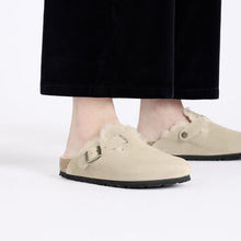 Load image into Gallery viewer, Birkenstock Boston Taupe Suede Shearling SHOES BIRKENSTOCK   
