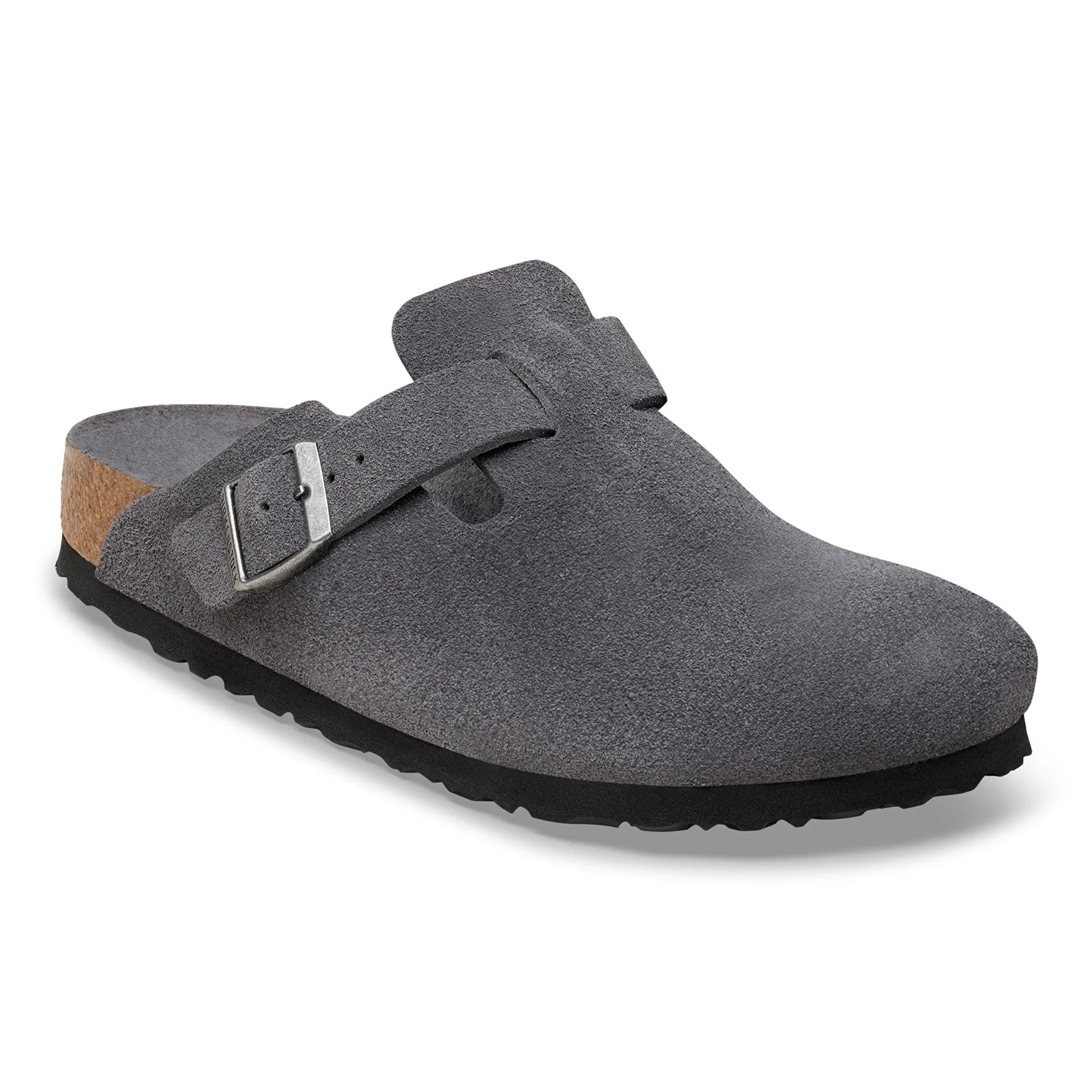 Men's Boston Charcoal Suede Soft Footbed SHOES BIRKENSTOCK