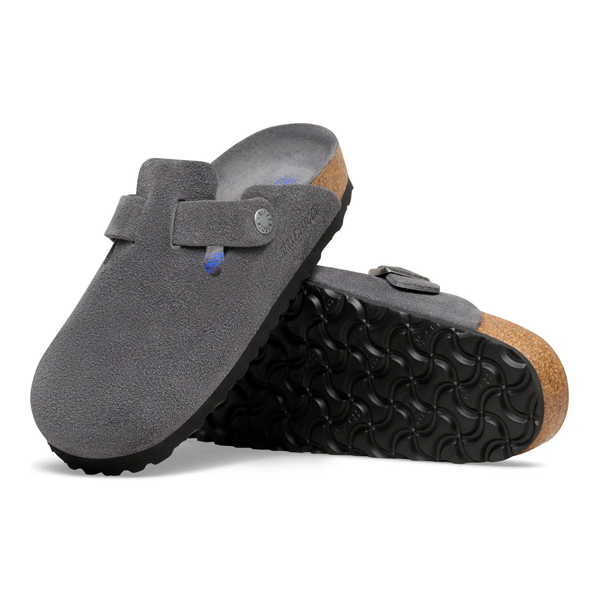 Men's Boston Charcoal Suede Soft Footbed SHOES BIRKENSTOCK 41R Charcoal