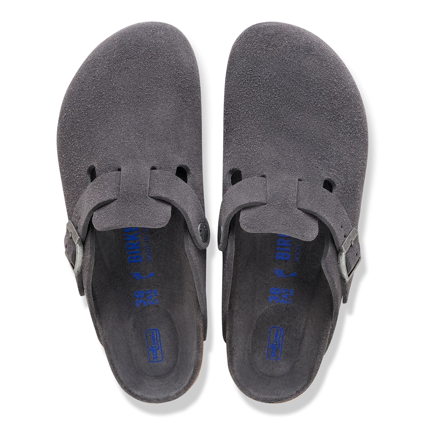 Men's Boston Charcoal Suede Soft Footbed SHOES BIRKENSTOCK