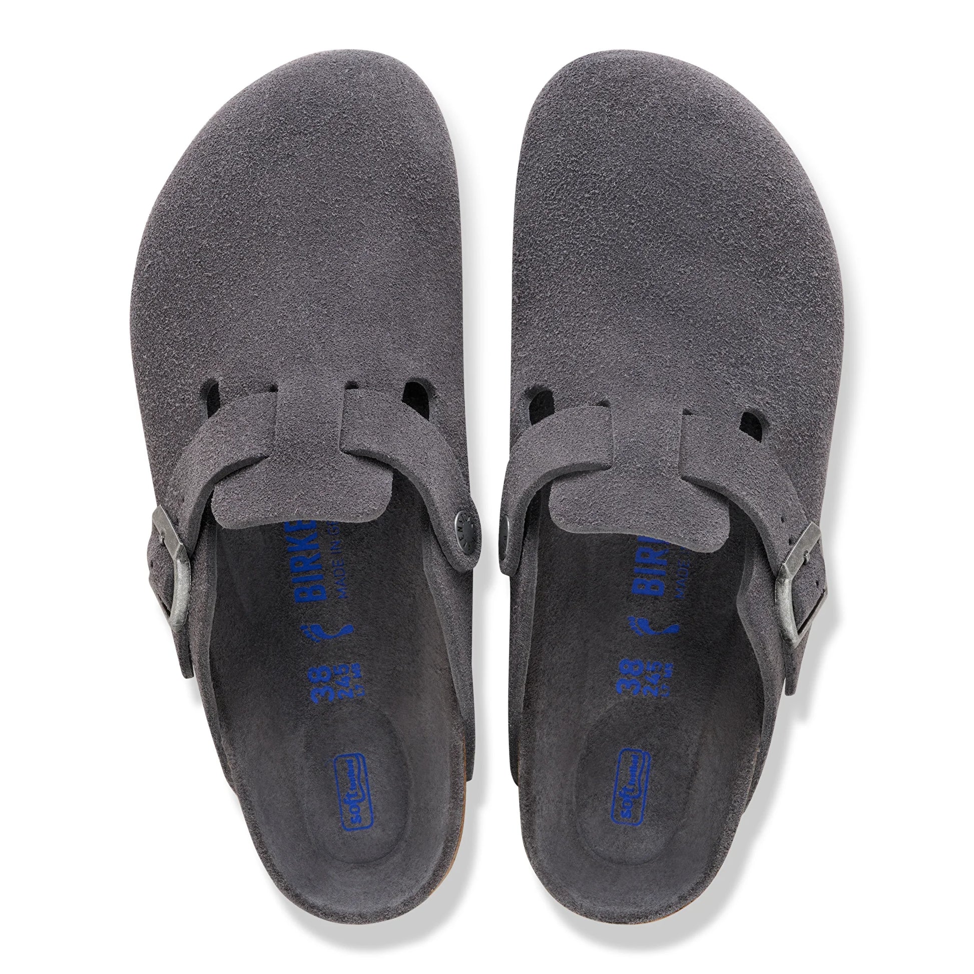 Men's Boston Charcoal Suede Soft Footbed SHOES BIRKENSTOCK
