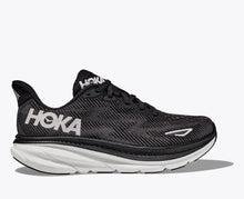 Load image into Gallery viewer, Hoka Men&#39;s Clifton 9 SHOES HOKA 9 Black / White Wide (2E)
