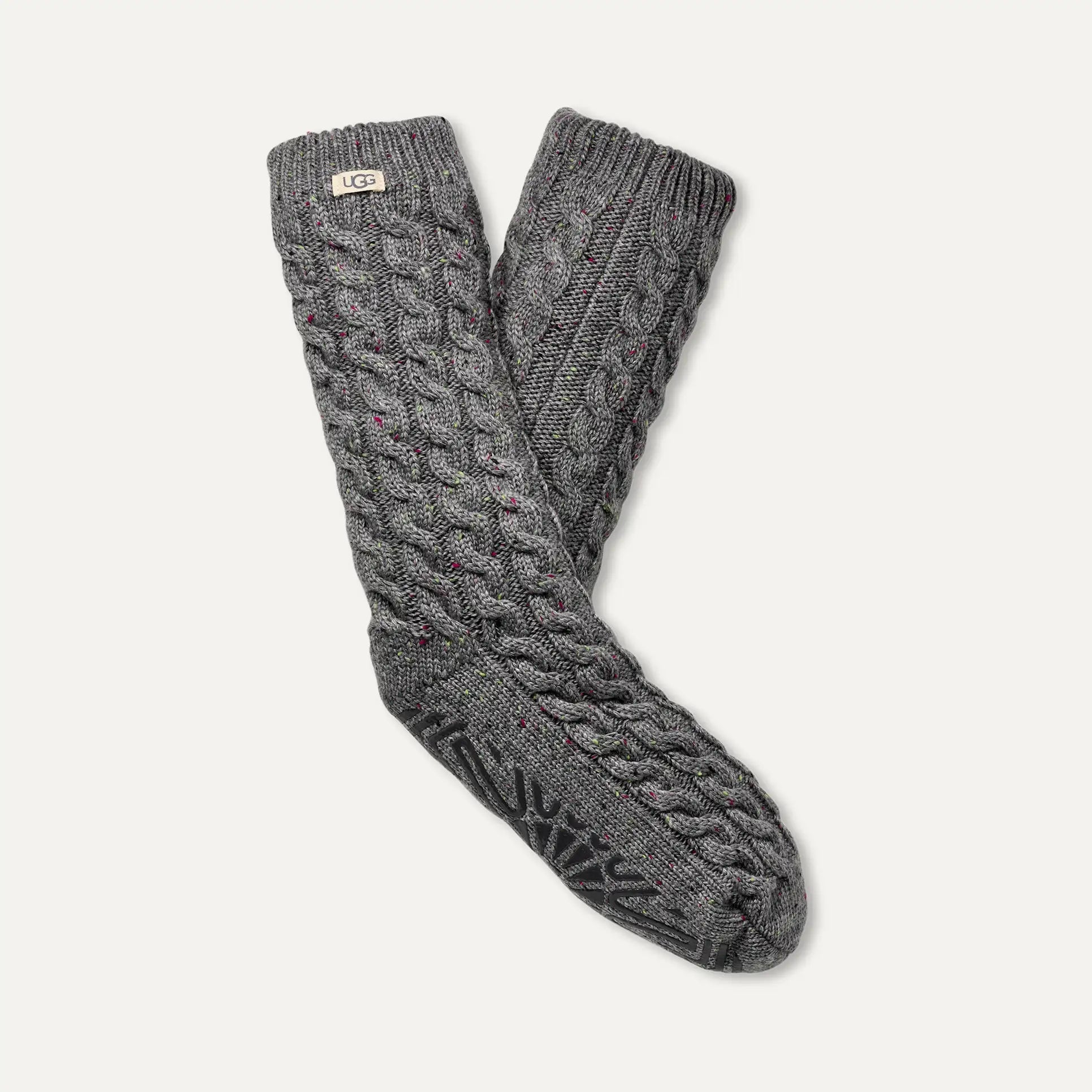 UGG Women's Elowyn Cable Knit Fleece Lined SOX UGG AUSTRALIA Charcoal