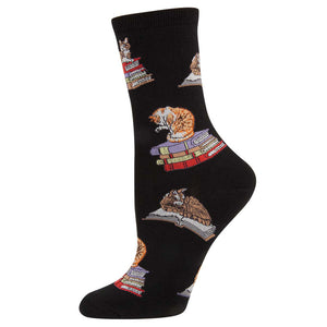 Socksmith Women's Cats on Books SOX SOCKSMITH Black  