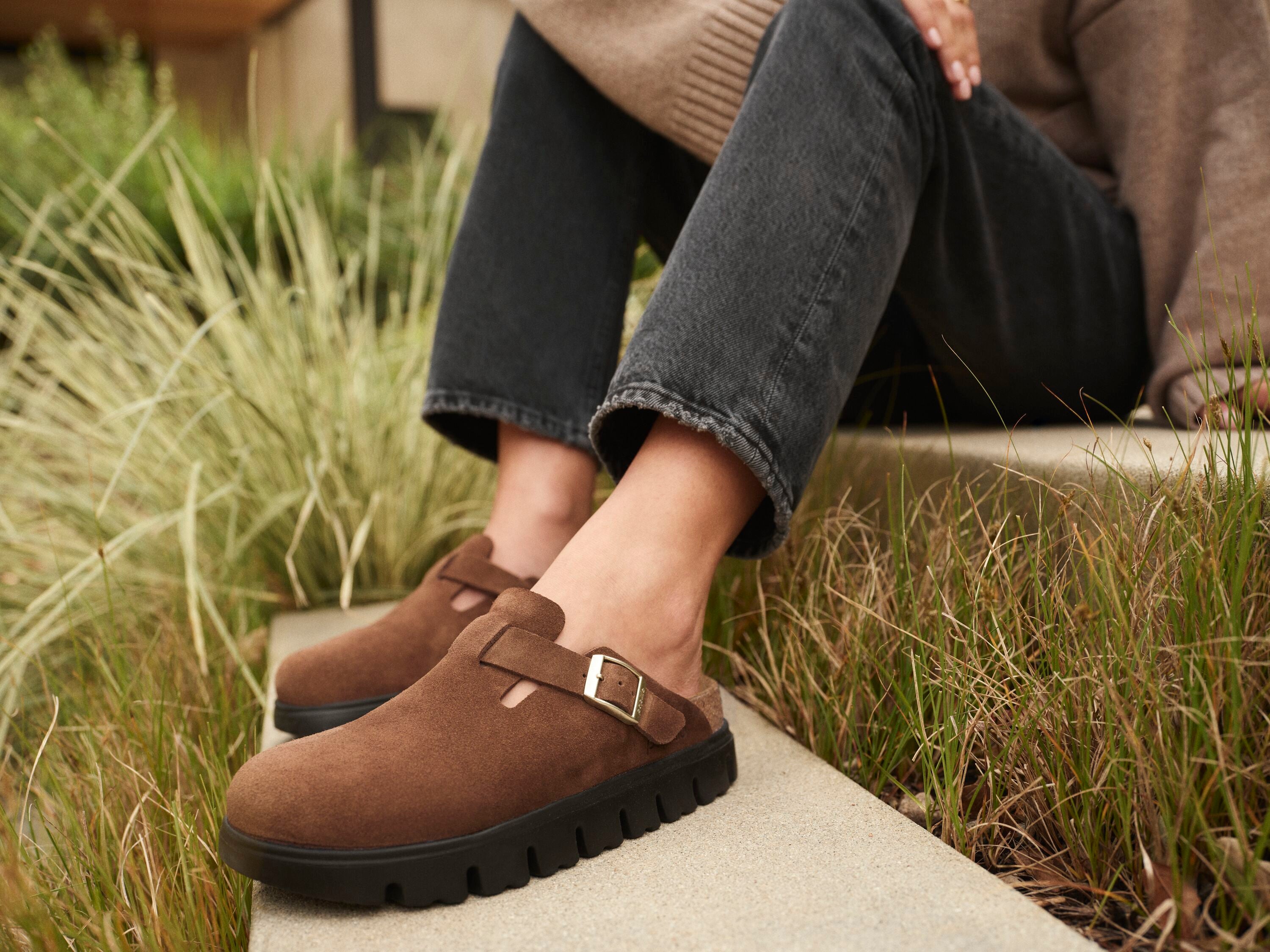 靴 BIRKEN STOCK Papillio Bost Birkenstock Papillio Boston Chunky Suede Leather Women's