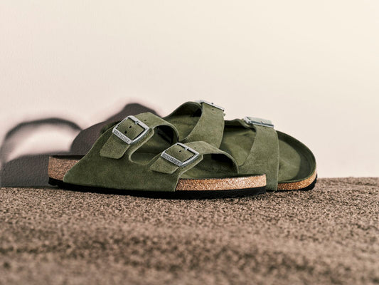 Birkenstock Men's Arizona Thyme Suede Soft Footbed SHOES BIRKENSTOCK 41R Thyme