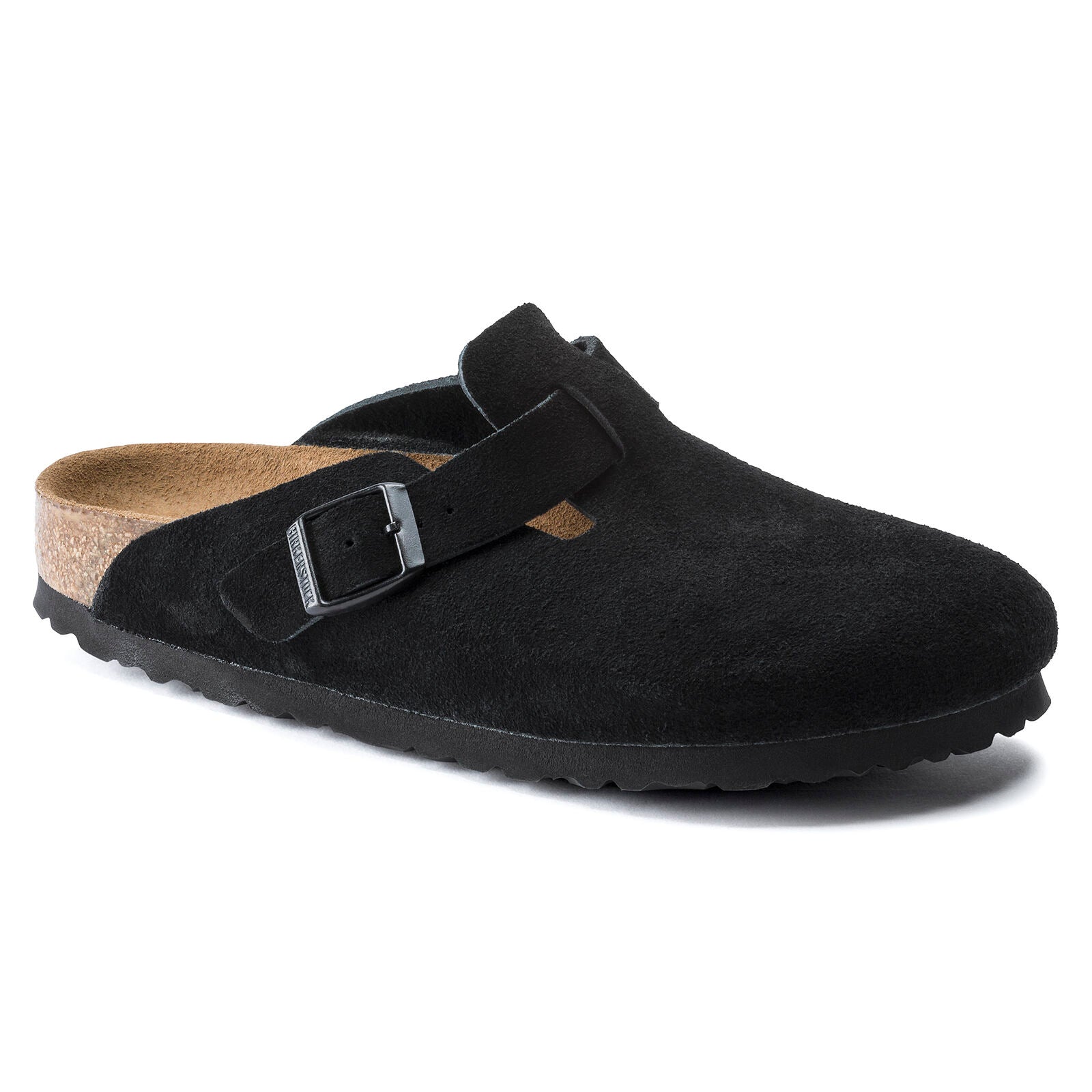 Unisex Boston Black Suede Soft Footbed – Birkenstock Village
