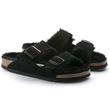 Load image into Gallery viewer, Birkenstock Arizona Black Shearling Narrow SHOES BIRKENSTOCK   
