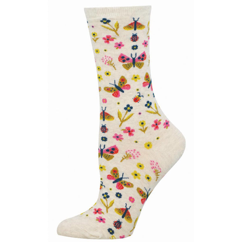 Butterfly Floral SOX SOCKSMITH Ivory Heather