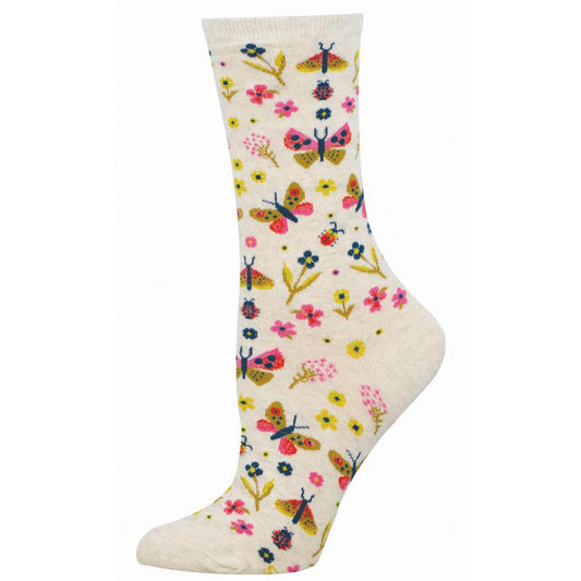 Butterfly Floral SOX SOCKSMITH Ivory Heather