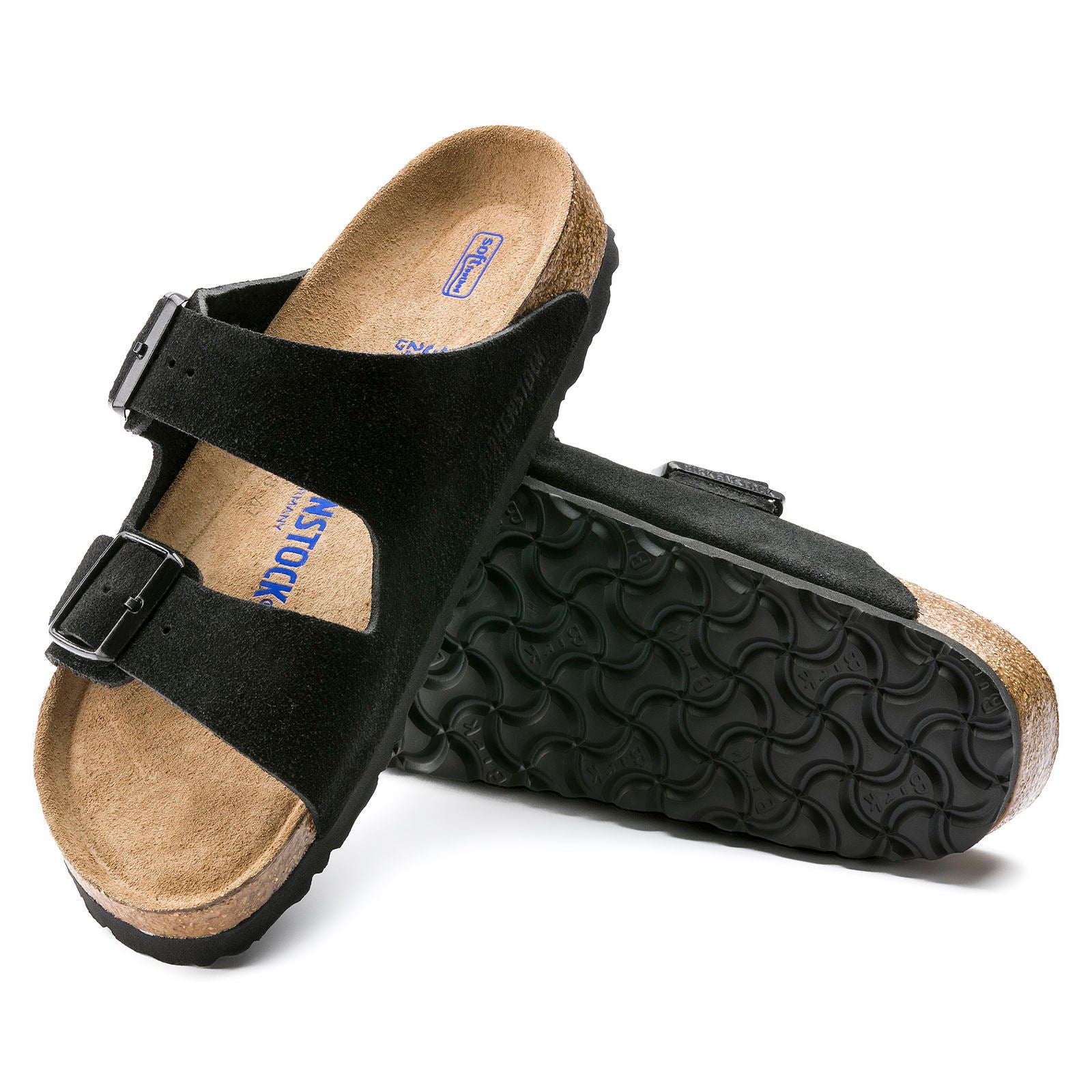 Birkenstock Arizona Suede Soft Footbed Sandals BIRKENSTOCK 35R Black