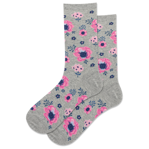 Hot Sox Women's Poppy Floral Sock SOX HOTSOX Gray  