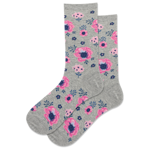 Hot Sox Women's Poppy Floral Sock SOX HOTSOX Gray  