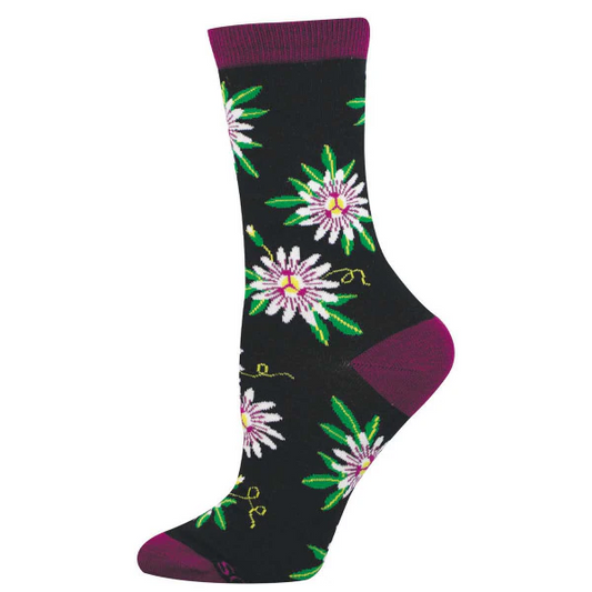 Socksmith Women's Passionfruit Flower Bamboo SOX SOCKSMITH Black