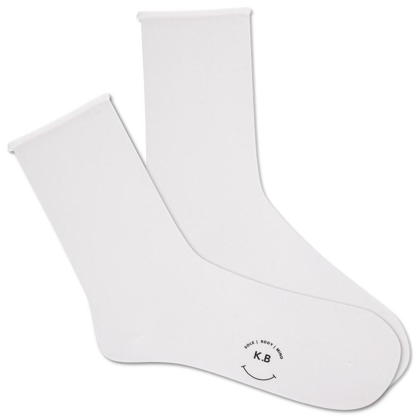 Women's Modal Roll Top SOX K.BELL White
