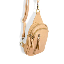 Load image into Gallery viewer, Joy Susan Metallic and Camel Skyler Sling Bag PURSES JOY SUSAN Camel
