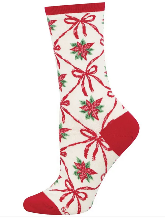 Poinsettia Decor SOX SOCKSMITH Ivory