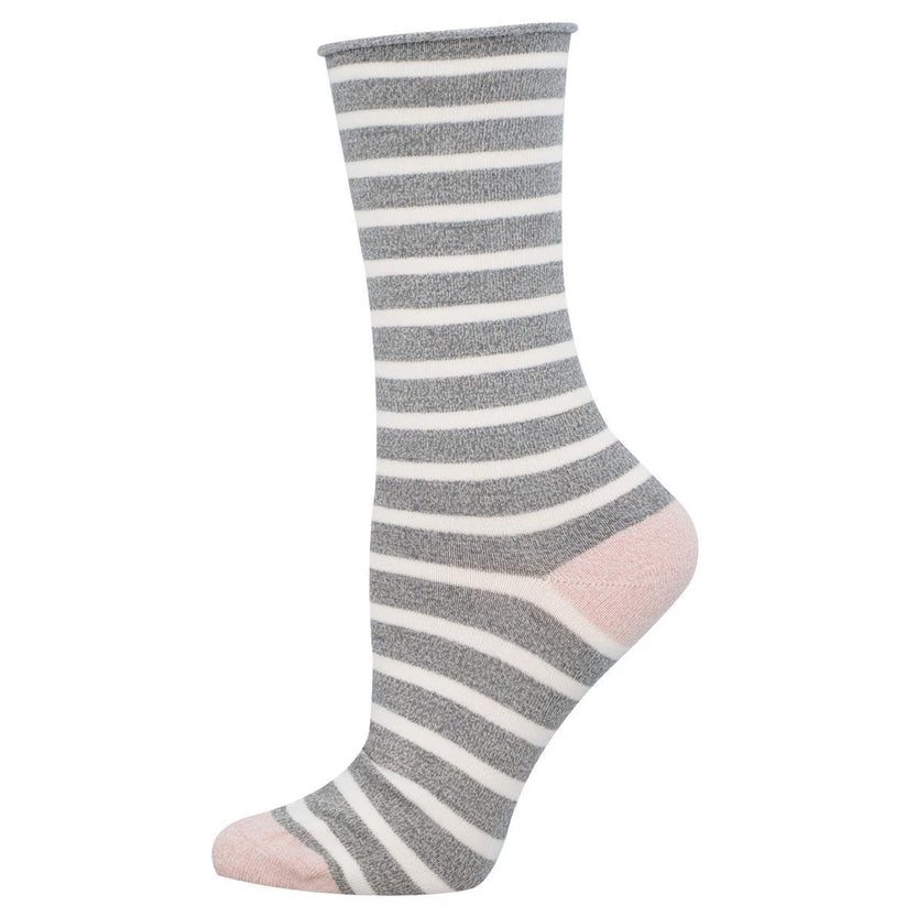 Women's Sailor Stripe Bamboo SOX SOCKSMITH Light Gray