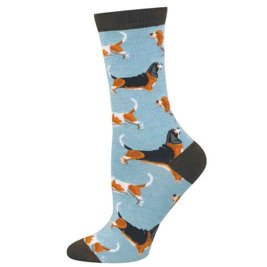 Bassett Hounds Bamboo SOX SOCKSMITH Blue Heather