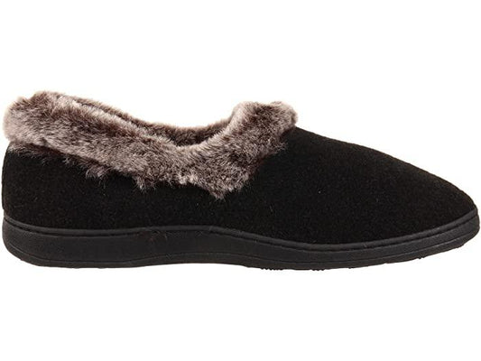 Acorn Faux Chinchilla Collar SLIPPERS ACORN S (5-6) Black 