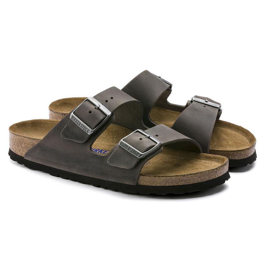 Birkenstock Arizona Iron Oiled Leather Soft Footbed Sandals BIRKENSTOCK 36R Iron Oil 