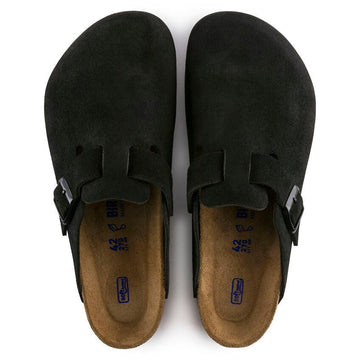 Birkenstock Boston Black Suede Soft Footbed