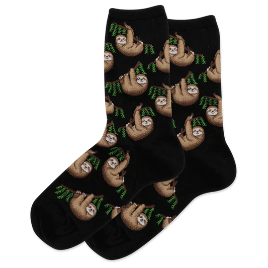 Hot Sox Women's Sloth Crew SOX HOTSOX Black  