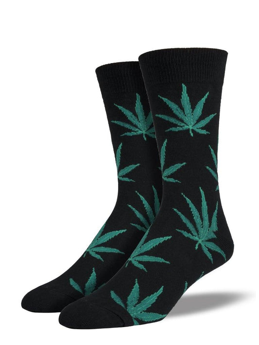 Socksmith Men's Pot Leaves Crew SOX SOCKSMITH Black  