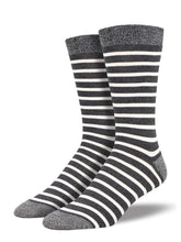 Load image into Gallery viewer, Socksmith Men&#39;s Sailor Stripe Bamboo SOX SOCKSMITH Charcoal  
