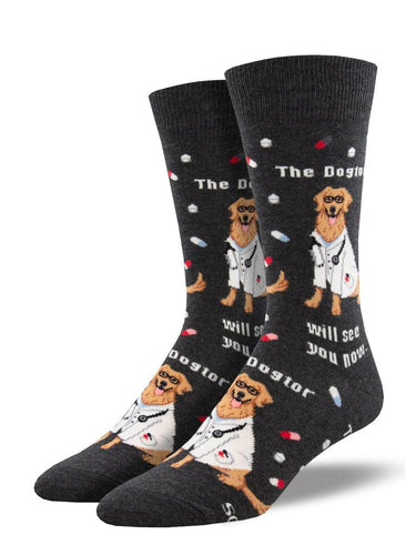 Socksmith Men's The Doctor is In Crew SOX SOCKSMITH Charcoal  