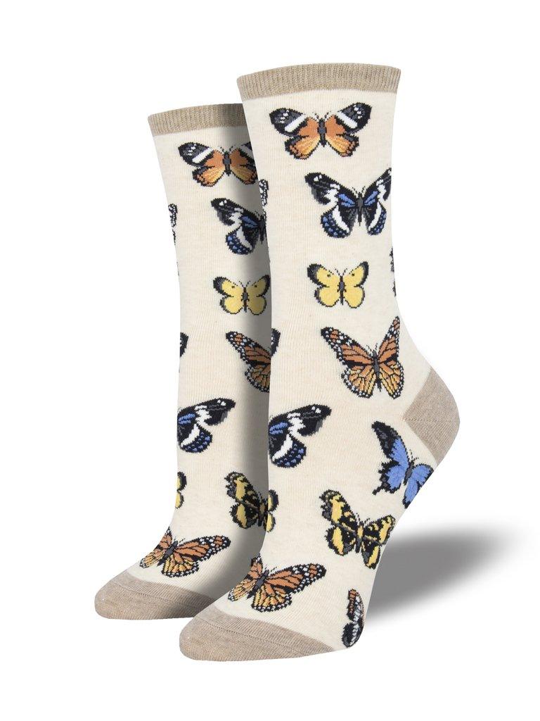 Socksmith Women's Majestic Butterflies Crew SOX SOCKSMITH Ivory  