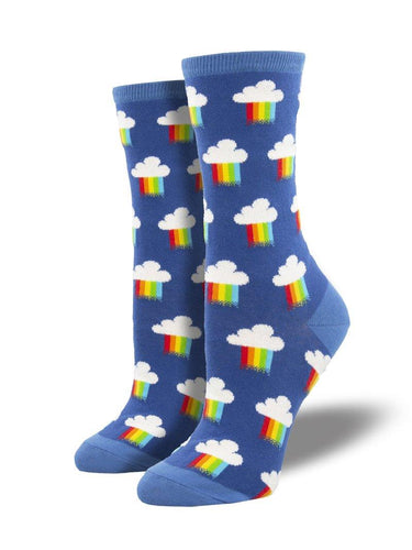 Socksmith Women's Rainbow Rain Crew Socks SOCKSMITH Blue  