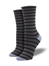 Load image into Gallery viewer, Socksmith Women&#39;s Sailor Stripe Crew SOX SOCKSMITH Charcoal  
